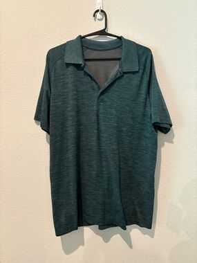 lululemon athletica Men's Heathered Teal Short-Sleeve Polo